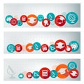 Set of education banners with icons.