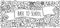 Set of education doodle vector illustration in cute hand drawn style. Back to school lettering Royalty Free Stock Photo