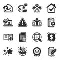 Set of Education icons, such as Checklist, Help, Financial documents symbols. Vector