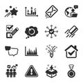 Set of Education icons, such as Line graph, Survey check, Creative idea symbols. Vector