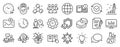 Set of Education icons, such as Music making, Pie chart, Globe. Vector