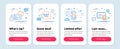Set of Education icons, such as Shoulder strap, Share mail, Quickstart guide symbols. Certificate line icons. Vector