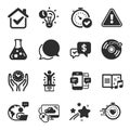 Set of Education icons, such as Smartphone sms, Safe time, Fast verification symbols. Vector