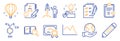 Set of Education icons, such as Survey checklist, Chemical formula, Approved checklist. Vector