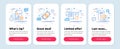 Set of Education icons, such as Technical info, Report, Payment symbols. Mail letter line icons. Vector