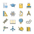 Set of education and learning line icons. Flat
