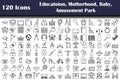 Set of 120 Education, Motherhood, Baby, Amusement Park icons