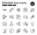 Set of Education outline icons. Contains icons as Certificate, Chemical formula and Read instruction elements. Vector