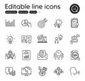 Set of Education outline icons. Contains icons as Column chart, Technical algorithm and Credit card elements. Vector
