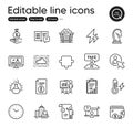 Set of Education outline icons. Contains icons as Fake review, Wallet and Manual doc elements. For website. Vector
