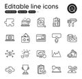 Set of Education outline icons. Contains icons as Recovery laptop, Analytics graph and Cloud computing elements. Vector Royalty Free Stock Photo