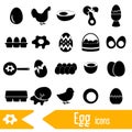 Set of egg theme black icons