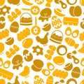 Set of egg theme yellow icons seamless pattern