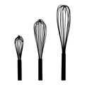 Set of egg whisks, three sizes, black silhouette