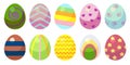 A set of eggs with patterns. Ten eggs with different patterns of different colors. Royalty Free Stock Photo