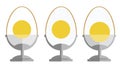 Set of 3 eggs in a stand. Flat design mages Royalty Free Stock Photo