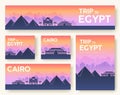 Set of Egypt landscape country ornament travel tour concept. Culture traditional, flyer, magazine, book, poster, abstract, element