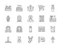 Set of Egyptian Culture Line Icons. Caravan, Hookah, Mummy, Scorpion and more.