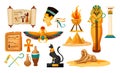 Set of egyptian or Egypt symbols or icon.