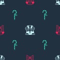 Set Egyptian pharaoh, Sphinx and Crook on seamless pattern. Vector