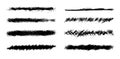 Set of eight black vector grunge ink brush strokes for your design Royalty Free Stock Photo