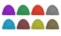 A set of eight color woolen caps isolated on white