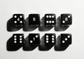 Set of eight dice isolated on transparent background isolated on transparent background Royalty Free Stock Photo