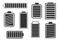 A set of eight different batteries with full charge indicators