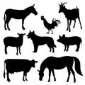 Set of eight farm animals Royalty Free Stock Photo