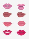 Set of eight female lips