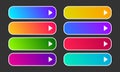 Set of eight modern gradient buttons with arrows