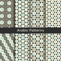 Set of eight seamless vector arabic traditional geometric patterns. design for covers, textile, packaging