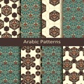 Set of eight seamless vector arabic traditional geometric patterns. design for covers, textile, packaging Royalty Free Stock Photo