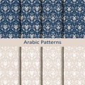 Set of eight seamless vector royal patterns with arabesques. design for packaging, textile, interior