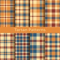 Set of eight seamless vector tartan square patterns Royalty Free Stock Photo