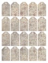 Set of eight shabby chic grungy floral tags Royalty Free Stock Photo