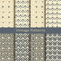 Set of eight vector vintage flower royal patterns. design for packaging, fashion, textile, covers