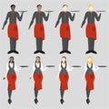 Set of eight waiters girls and men