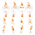 Set Elderly people doing exercises