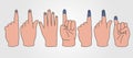 set of election ink mark vector illustration design. ink mark on hand after vote design Royalty Free Stock Photo