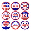 Set of election pins 2024 vector isolated Royalty Free Stock Photo