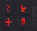 Set Electric boiler, Wrench spanner, Toilet bowl and Industry metallic pipe icon. Vector