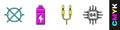 Set Electric circuit scheme, Battery, Audio jack and Processor with microcircuits CPU icon. Vector