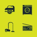 Set Electric circular saw, Radio, Vacuum cleaner and Washer icon. Vector