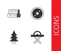 Set Electric circular saw, Wooden log, Tree and Circular blade icon. Vector Royalty Free Stock Photo