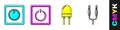 Set Electric light switch, Electric light switch, Light emitting diode and Audio jack icon. Vector Royalty Free Stock Photo