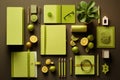 A set of Electric Lime stationery Royalty Free Stock Photo