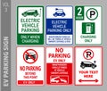set of electric vehicle EV parking and prohibited sign. 3D Illustration. Royalty Free Stock Photo