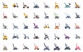 Set of electric wheelchair icons showing mobility and accessibility Royalty Free Stock Photo