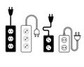 Set of electrical extension cord icon. Illustration vector